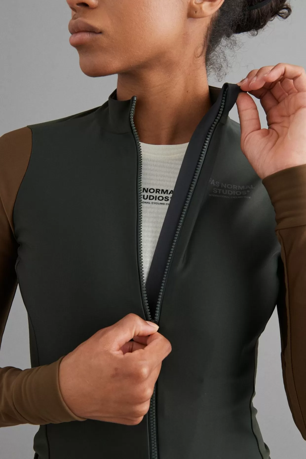 Jerseys^Pas Normal Studios Women's Mechanism Thermal Long Sleeve Jersey — Dark Olive / Army Brown
